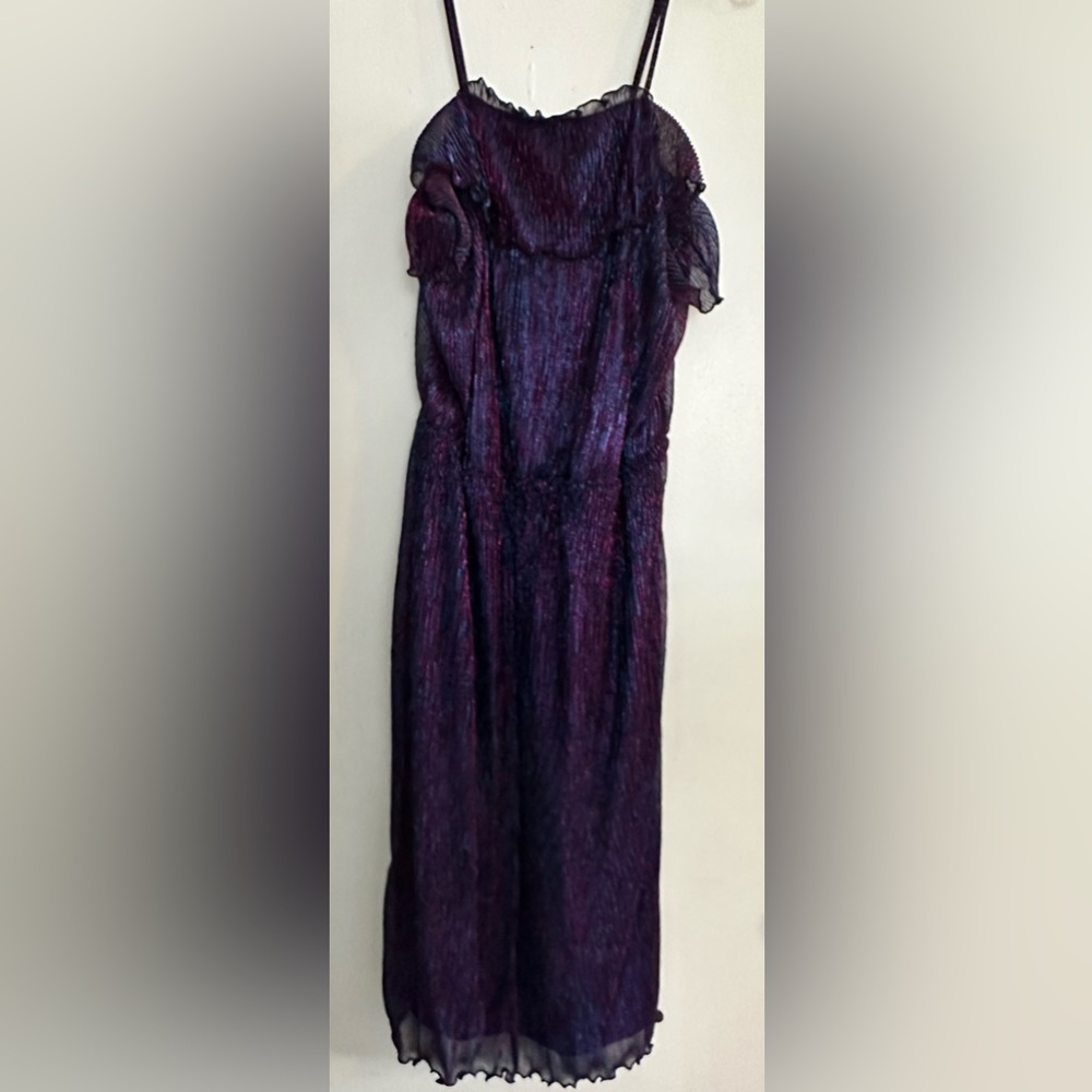 Blue/pink/purple metallic thread dress